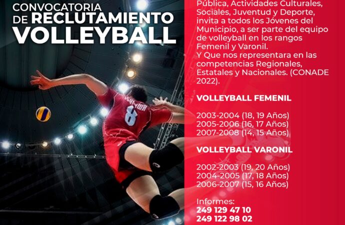 Convocan a la juventud de Quecholac a formar parte del equipo de volleyball para CONADE 2022