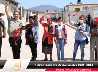 Entregan obra en el Barrio del Panteón en Quecholac
