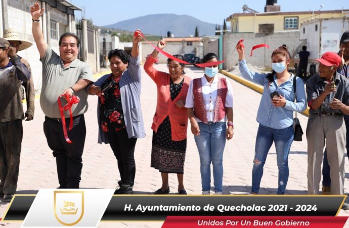 Entregan obra en el Barrio del Panteón en Quecholac