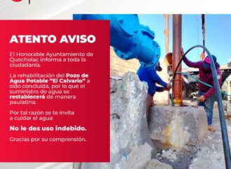 Restablecen el servicio de Agua potable en Quecholac