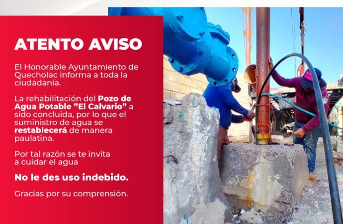 Restablecen el servicio de Agua potable en Quecholac