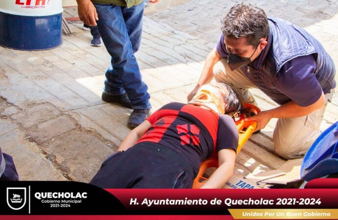 Realizan Simulacro 2023 en el Zócalo de Quecholac