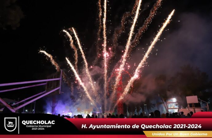 Realizan evento piromusical en la Feria de Quecholac 2023