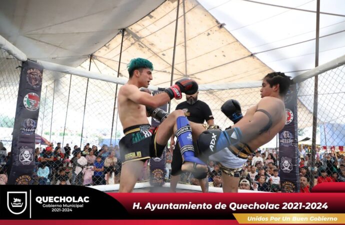 Realizan evento de MMA y kickboxing en la feria de Quecholac