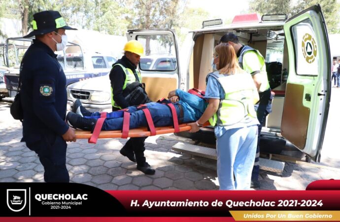 Quecholac participa en el 1er. Simulacro Estatal.