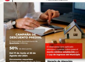 En Quecholac abren campaña de Descuento del Predial hasta del 50% de Descuento.