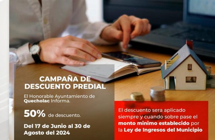 En Quecholac abren campaña de Descuento del Predial hasta del 50% de Descuento.