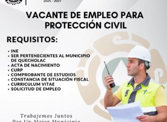 Buscan Personal para Protección Civil en Quecholac