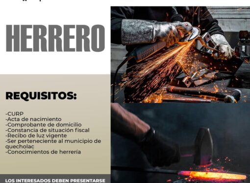 Se Busca Herrero para laborar en Servicios Generales