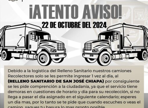 Este es el Calendario del Recorrido de los Camiones de Basura