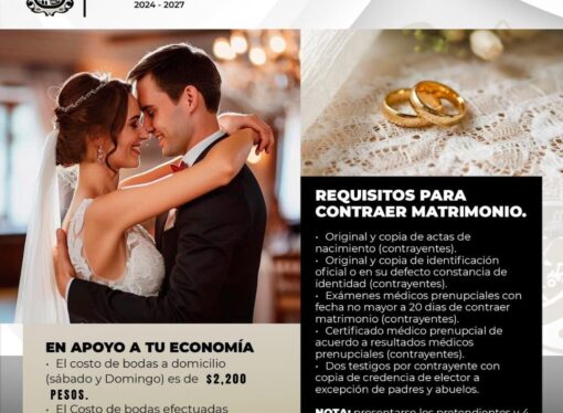 Registro civil baja los costos para matrimonios.