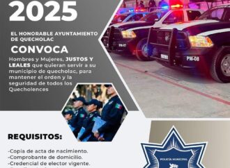 Abren convocatoria para Policías Municipales en Quecholac