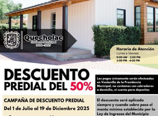 Realizan Campaña del 50% de Descuento Predial en Quecholac