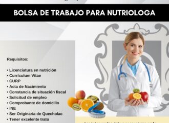 Abren la vacante para Nutrióloga en Quecholac