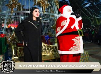 Realizan encendido de los destellos navideños en la cabecera Municipal.