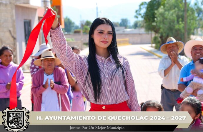 Entregan obra en el Barrio de la Cruz del Reloj en Quecholac