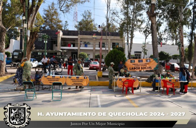 SEDENA Realiza labor Social en el Zócalo de Quecholac
