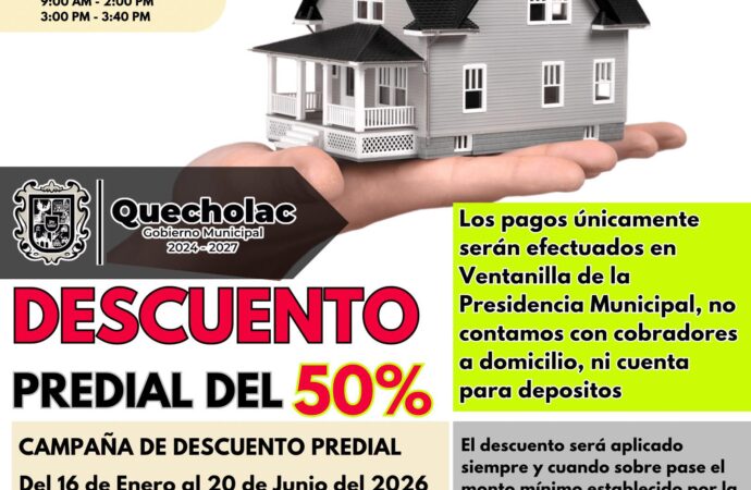 Campaña de Descuento Predial del 50% de Descuento