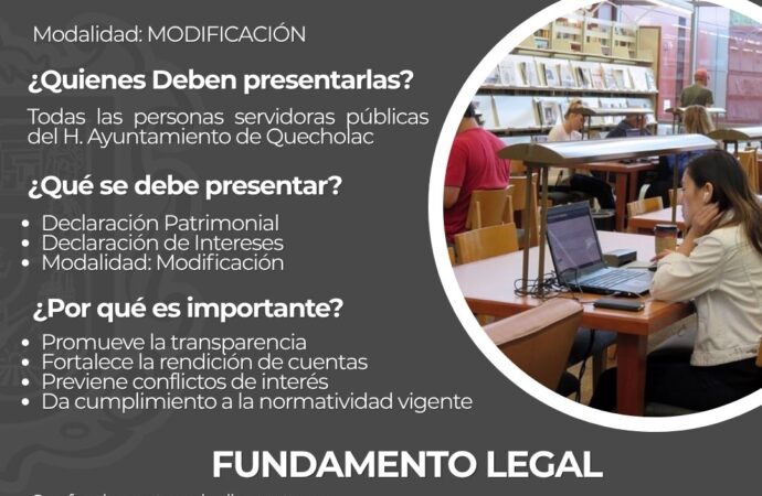 Ayuntamiento de Quecholac invita a los Servidores Públicos a Realizar su Declaración Patrimonial y de Intereses 2026